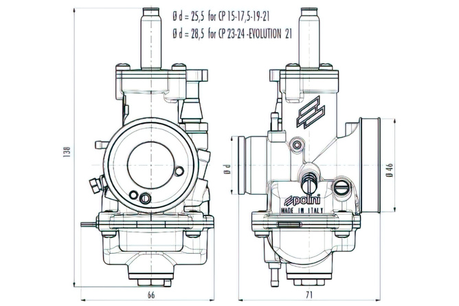 CARBURADOR POLINI CP 17